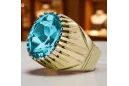 14 Karat Gelbgold Aquamarin Ring Vintage vrc048y