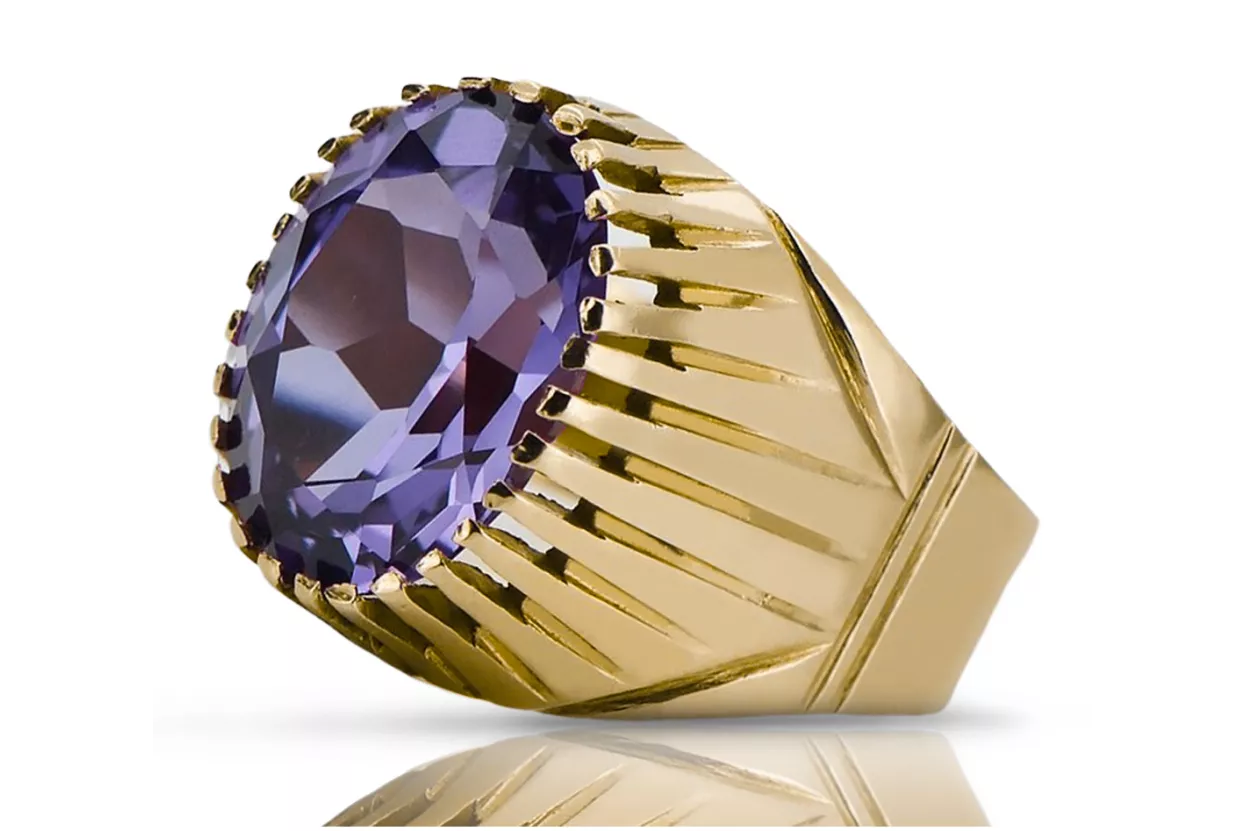 Anillo Joyería vintage Alejandrita Oro amarillo de 14 quilates vrc048y