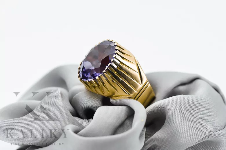 Пръстен Александрит 14K жълто злато Винтидж крафт vrc048y