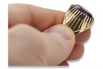 14k žlté zlato Alexandrit  Vintage style vrc048y