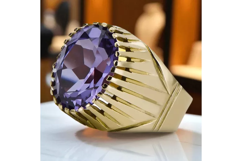 Ring Alexandrite 14K Yellow gold Vintage craft vrc048y