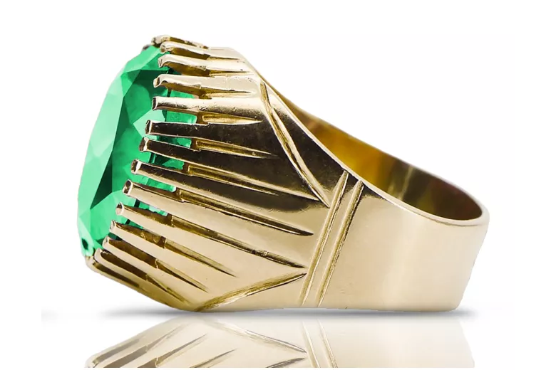 Каблучка Вінтаж стиль Смарагд 14K Жовте золото vrc048y