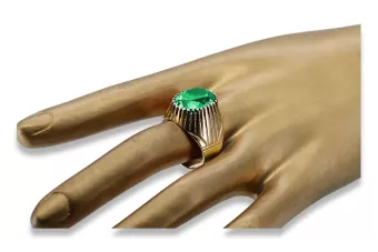 Anneau Émeraude Or jaune 14 carats Vintage vrc048y