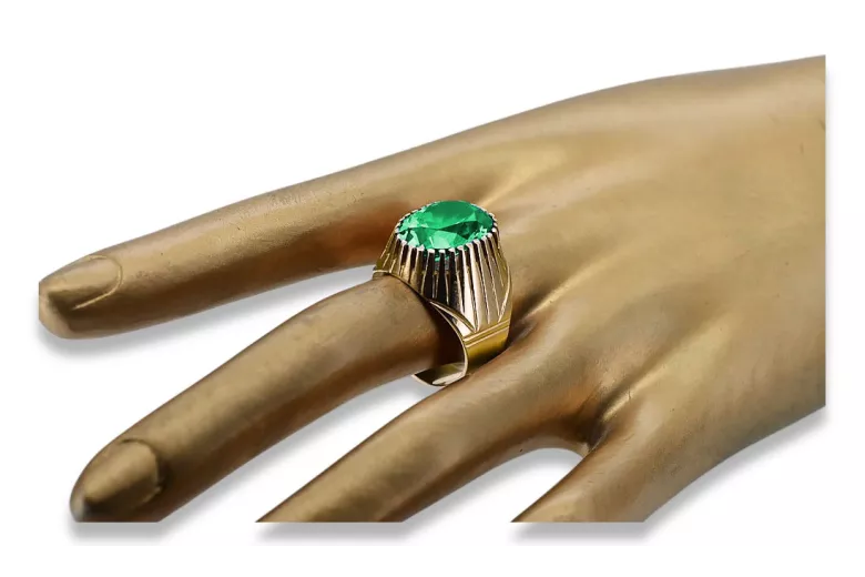 Vintage style Ring Emerald 14K Yellow gold vrc048y