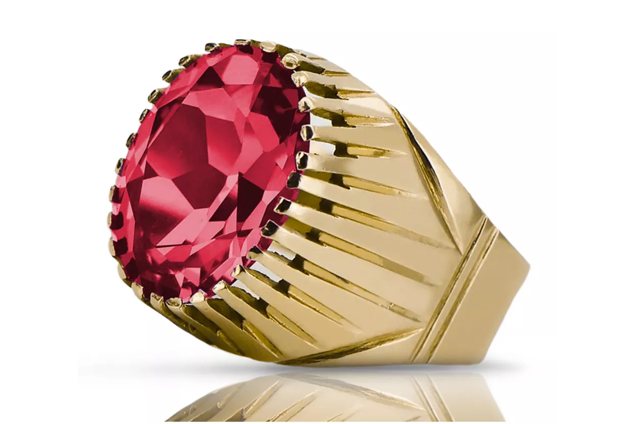 Rubinrot 14 Karat Gelbgold Ring Vintage Schmuck vrc048y