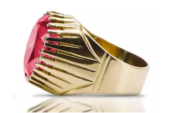 خاتم حرف يدوية فينتاج الروبين 14 كارت من الذهب الأصفر vrc048y