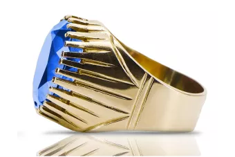 Žiedas Sapyras 14k geltono aukso Vintažinis stilius vrc048y