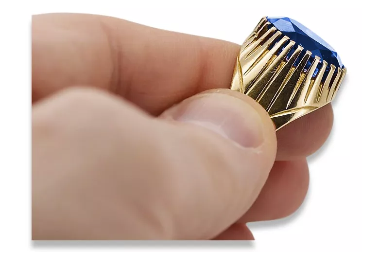 Пръстен Винтидж крафт Сапфир 14K жълто злато vrc048y