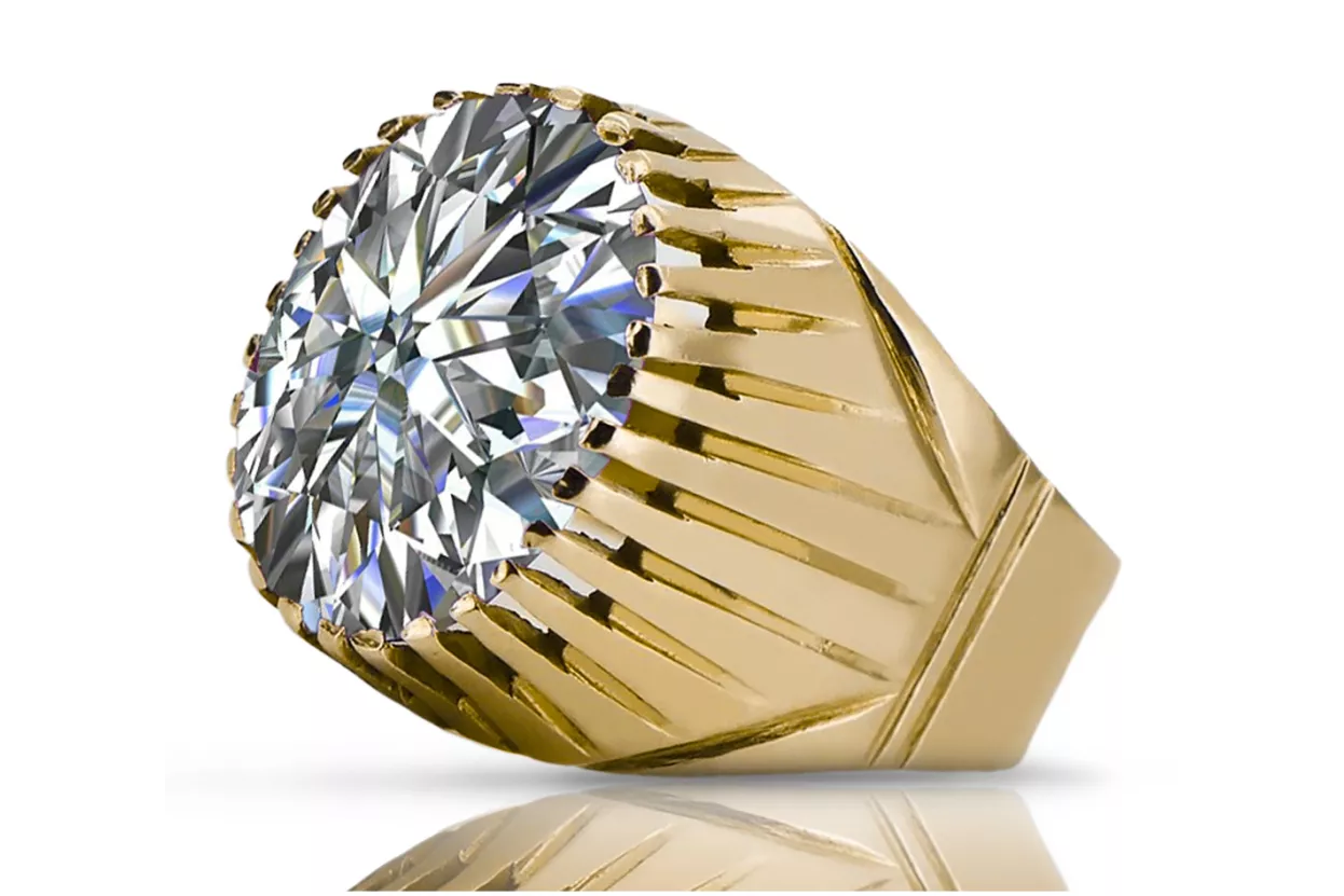 Zirkon 14 Karat Gelbgold Ring Vintage Stil vrc048y