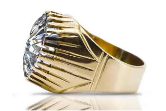 Pierścionek Vintage Biżuteria Cyrkonia 14k żółte złoto vrc048y