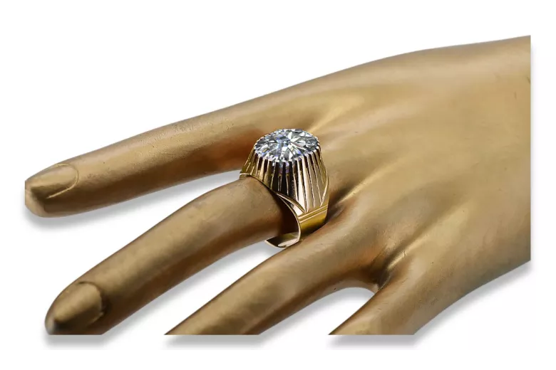 Zirkon 14 Karat Gelbgold Ring Vintage Stil vrc048y