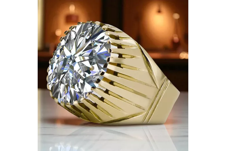 Circón Oro amarillo de 14 quilates Anillo Joyería vintage vrc048y