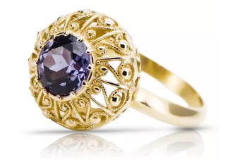 Alexandrit 14k žluté zlato  Vintage style vrc059y