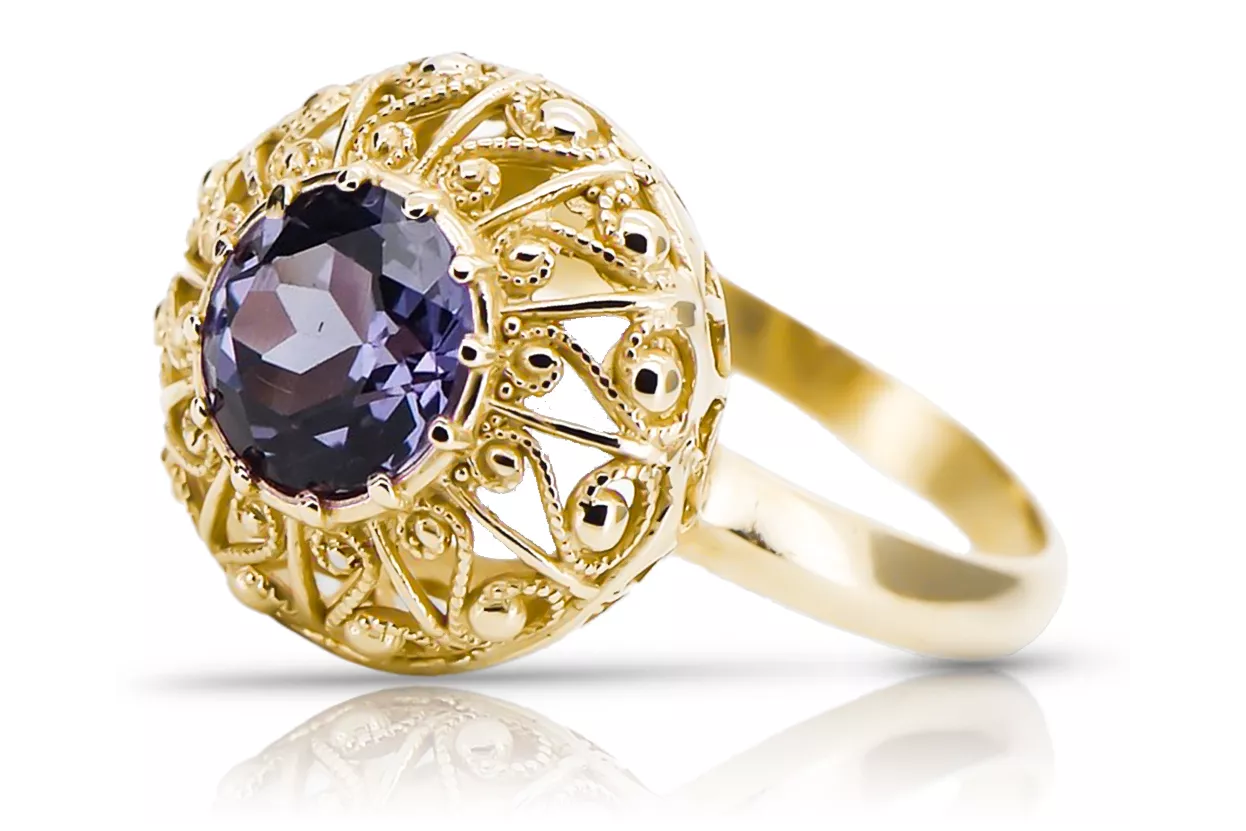 Ring Alexandrit 14 Karat Gelbgold Vintage Handwerk vrc059y