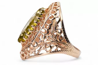 Оригинално ретро 14k розово злато Жълт перидот Пръстен Винтидж стил vrc090r