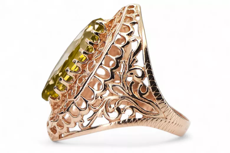Original Vintage 14K Rose Gold Yellow Peridot Ring Vintage vrc090r