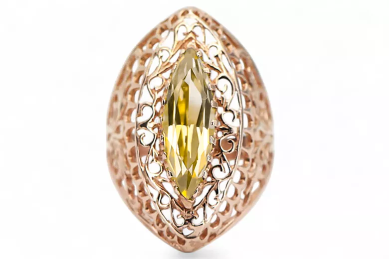 Inel Vintage bijuterii Peridot galben Original vintage din aur roz de 14k vrc090r