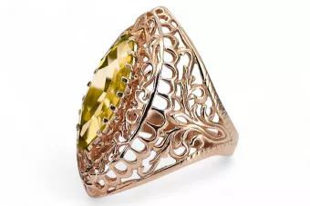 Anillo Vintage Peridoto amarillo Oro rosa antiguo original de 14k vrc090r