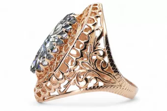 Vintažinis stilius Žiedas Žirkoniai Originalus 14k rožinio aukso vintage vrc090r