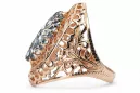 Oro rosa antiguo original de 14k Circón Anillo Estilo vintage vrc090r