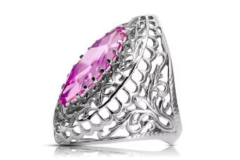 Silver 925 Ametyst Ring VRC090s Ruský sovietsky vintage štýl