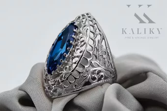 Vintažiniai papuošalai Žiedas Sapyras 925 sidabras vrc090s