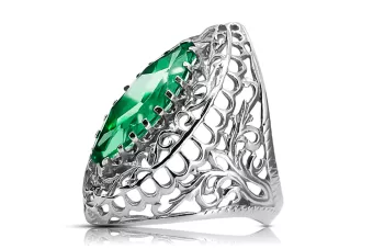 Emerald Sterling silver 925 Ring Vintage craft vrc090s