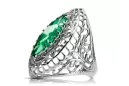 Emerald Sterling silver 925 Ring Vintage craft vrc090s
