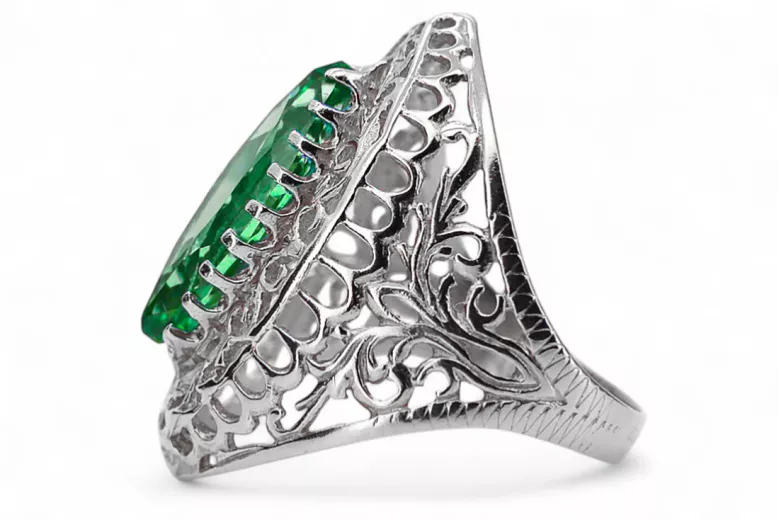 Emerald Sterling silver 925 Ring Vintage craft vrc090s