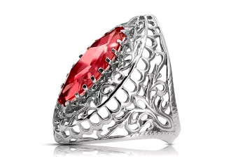 Ring Vintage style Ruby Sterling silver 925 vrc090s