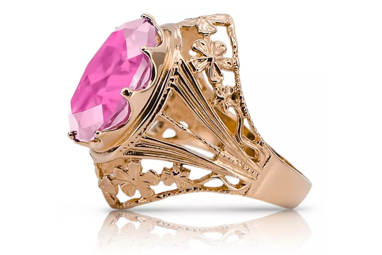 Russische sowjetische Rose 14 Karat 585 Gold Alexandrit Rubin Smaragd Saphir Zirkon Ring vrc014
