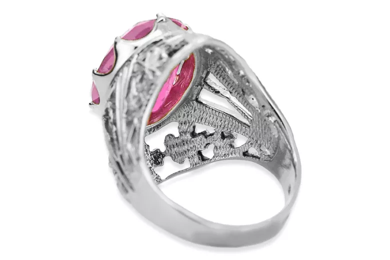 Srebrny pierścionek Rosyjski 925 z Ametystem vrc031s Vintage