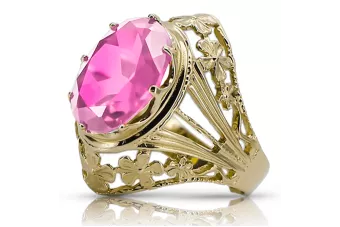 Урожай кольцо Amethyst 14K желтое золото VRC031Y Art Deco СССР эпохи ювелирные изделия, русский стиль