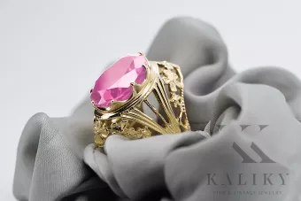 Вінтаж стиль Каблучка Аметист 14K Жовте золото vrc031y