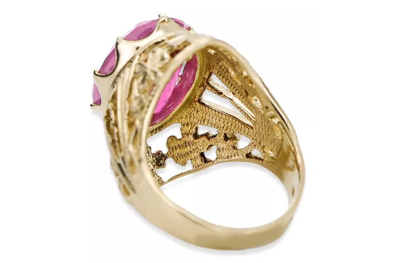 Vintage Ring Amethyst 14K žlté zlato VRC031Y ART DECKO ZSSR ERA ERA šperky, ruský štýl