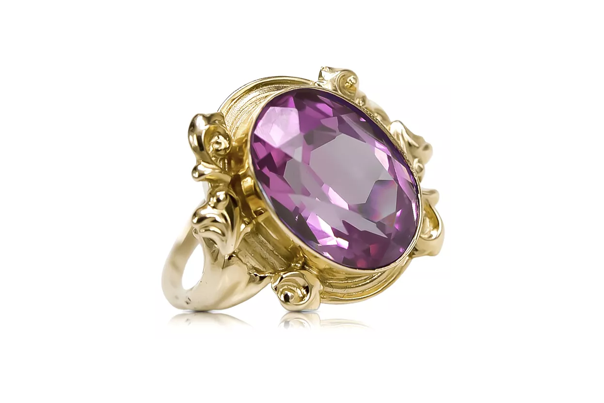 Aur galben 14K Ametist Inel Vintage vrc100y