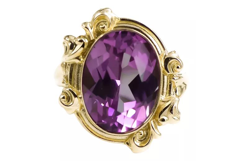 Ring Amethyst 14K Yellow gold Vintage vrc100y