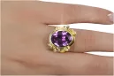 14k żółte złoto Ametyst Pierścionek Vintage Biżuteria vrc100y