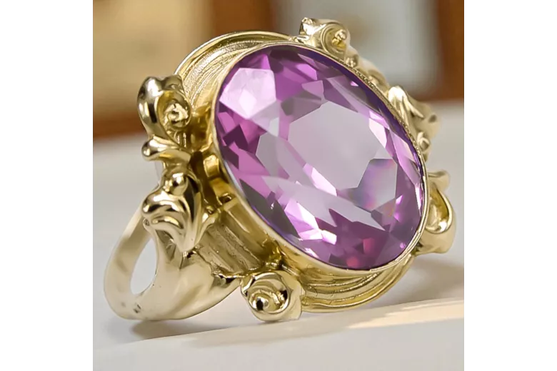 Ring Vintage Stil Amethyst 14 Karat Gelbgold vrc100y
