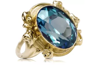 Ring Aquamarin 14 Karat Gelbgold Vintage Schmuck vrc100y
