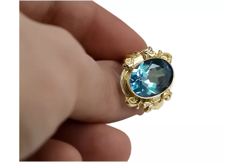 Ring Aquamarin 14 Karat Gelbgold Vintage Schmuck vrc100y
