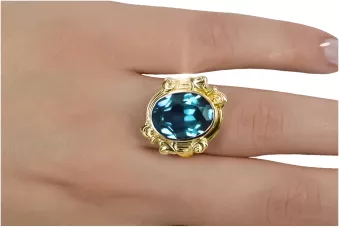 Aquamarine 14K Yellow gold Ring Vintage Jewlery vrc100y