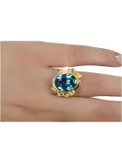 Oro amarillo de 14 quilates Aguamarina Anillo Artesanía vintage vrc100y