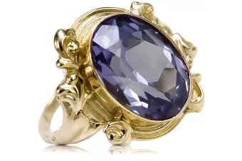 Ring Vintage style Alexandrite 14K Yellow gold vrc100y
