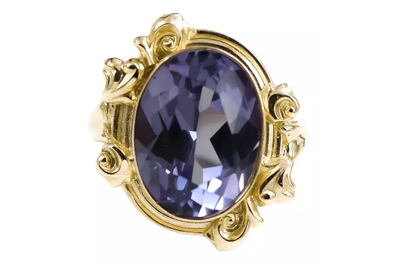 Anneau Artisanat vintage Alexandrite Or jaune 14 carats vrc100y