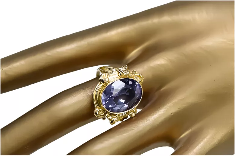 Anneau Artisanat vintage Alexandrite Or jaune 14 carats vrc100y