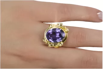Anneau Artisanat vintage Alexandrite Or jaune 14 carats vrc100y