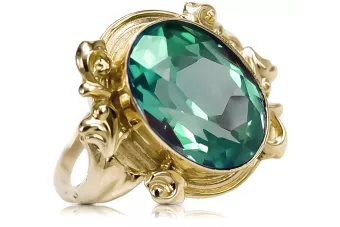 Anillo Esmeralda Oro amarillo de 14 quilates Joyería vintage vrc100y
