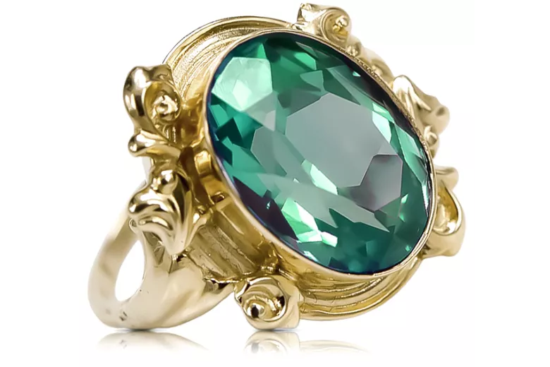 Anillo Esmeralda Oro amarillo de 14 quilates Joyería vintage vrc100y