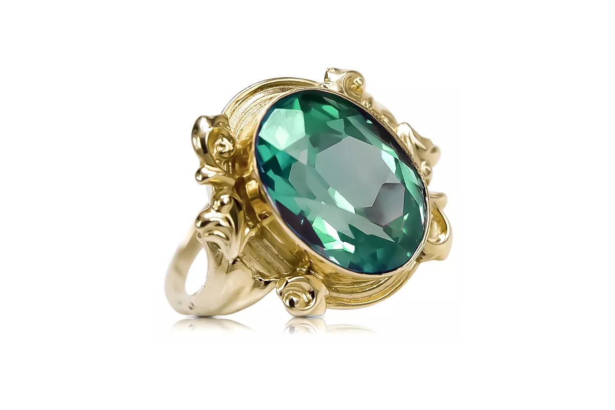 Vintage Stil Ring Smaragd 14 Karat Gelbgold vrc100y